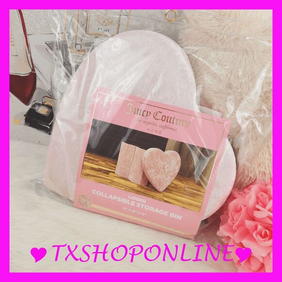 💗🎀{Juicy Couture} Lidded collapsible Heart Shaped Storage bin🎀💗 - Picture 4 of 11
